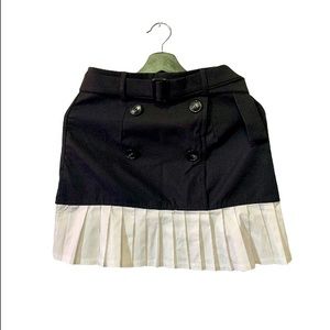 Black Mini Skirt with White Pleats
